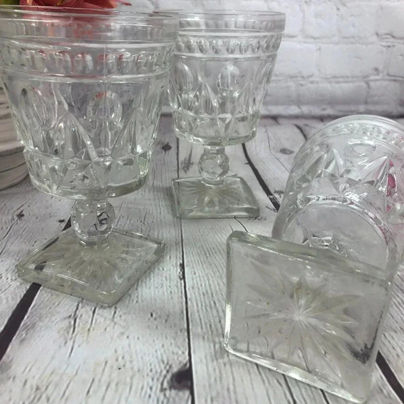 vintage set of 3 goblets pedestal stem - Picture 5 of 6